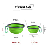 2307GP 1000ML Silicone Dog Feeder Bowl With Carabiner Folding Cat Bowl Travel Dog Feeding Supplies Food Water Container Pet Accessories