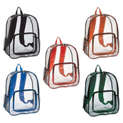 Clear Backpack - 13" x 18" x 6" inch - 20C PVC & 600D Polyester In Bulk