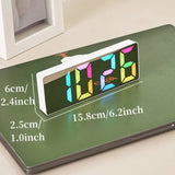 9 Colors Dynamic RBG Digital Alarm Clock Date 3 Levels Volume Snooze Table Clock 4 Levels Brightness 12/24H Electronic LED Clock