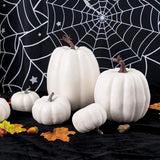 1707BA Set Of 12 Pieces Faux Pumpkins White Halloween Fall Decoration Garden Indoor Outdoor Decoration Large Garden Foam Pumpkin