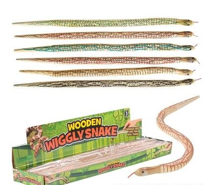 Wooden Wiggle Snake kids toys In Bulk- Assorted