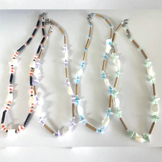 Wholesale New Shell with Bamboo and Beads 18 Inch Necklace For Women's (Sold By Piece)