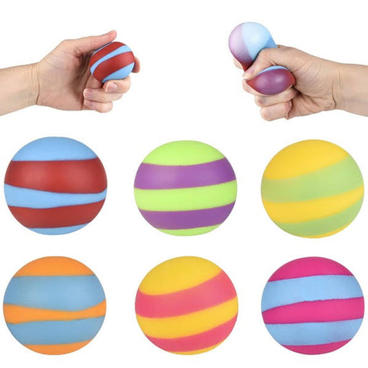 Squish and Stretch Mini Striped Gummi Ball For Kids In Bulk- Assorted
