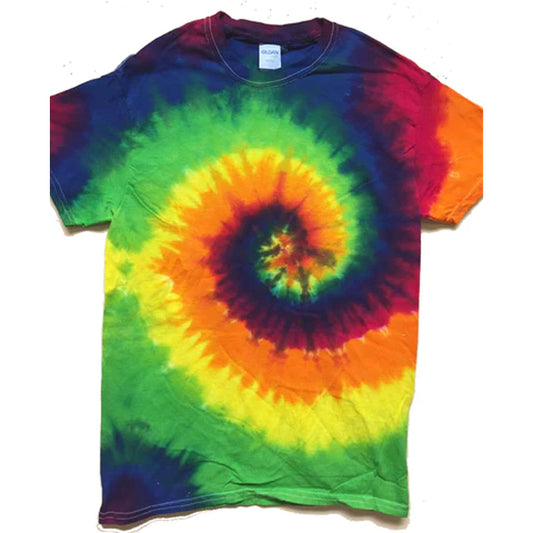 Smooth Rainbow Tie-Dyed Short Sleeve T-Shirt - Vibrant and Stylish (Sold By The Piece)