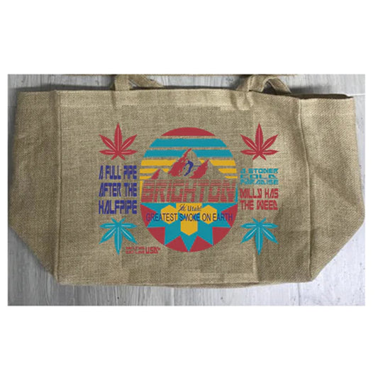 Brighton Utah Burlap Tote Bag - Stylish and Eco-Friendly Souvenir (Sold By Piece)