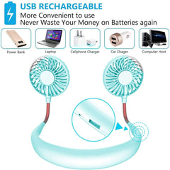 Wholesale Mini Neckband Fan with  USB Rechargeable & 360° Rotation Fan (Sold By Piece)