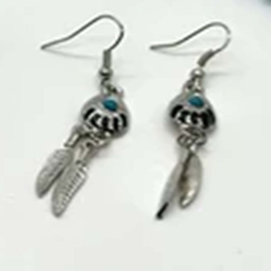 Wholesale Silver Turquoise Color Bear Claw Earrings Hypoallergenic Dangle Earrings (sold by the pair)
