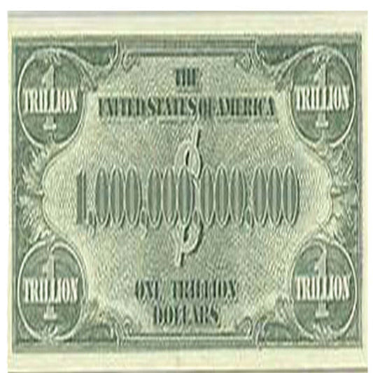 Wholesale Trillion Dollar Bills Fake Novelty Play Money - Pack of 25 Bills  (Sold by the pad of 25 bills)