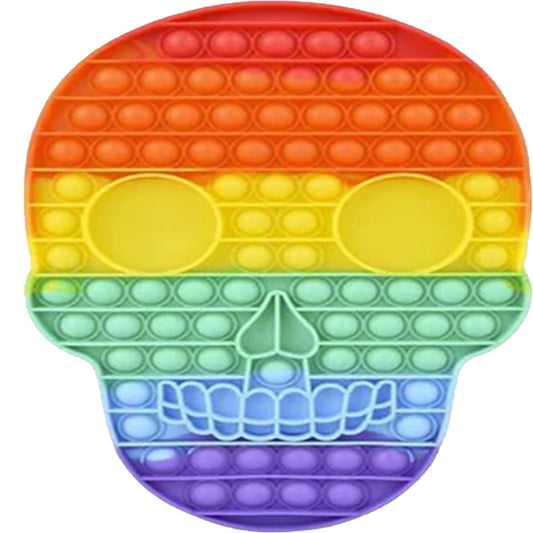 Wholesale 12-Inch Mega Skull Rainbow Bubble Pop It Silicone Stress Reliever Toy (sold by the piece )