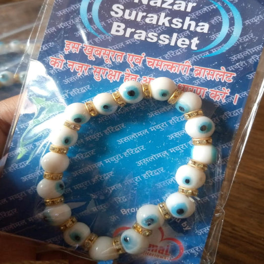 Wholesale White Crystal Evil Eye Good Luck Bracelet (Sold by 6PCS)