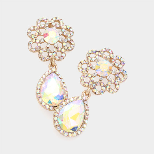 Dewdrop Crystal Earrings- {Sold By 4 Pcs= $43.99}
