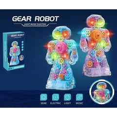 Wholesale Transparent Electric Light Up Spinning Mechanical Gear Robot (Sold By Piece)