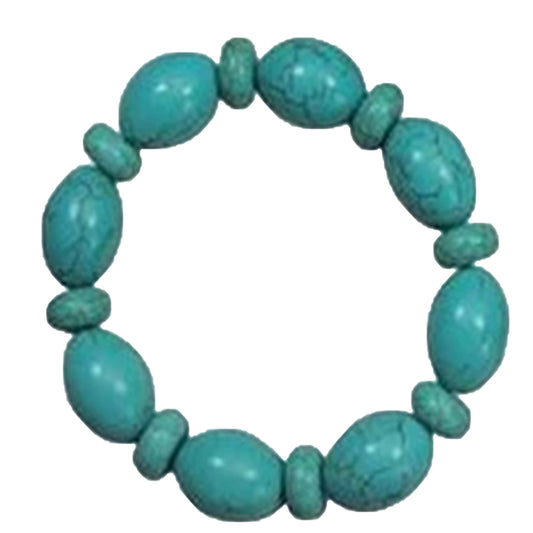 1/2" Turquoise Color Stone Stretch Bracelets - Assorted Style & Shaped Beads
