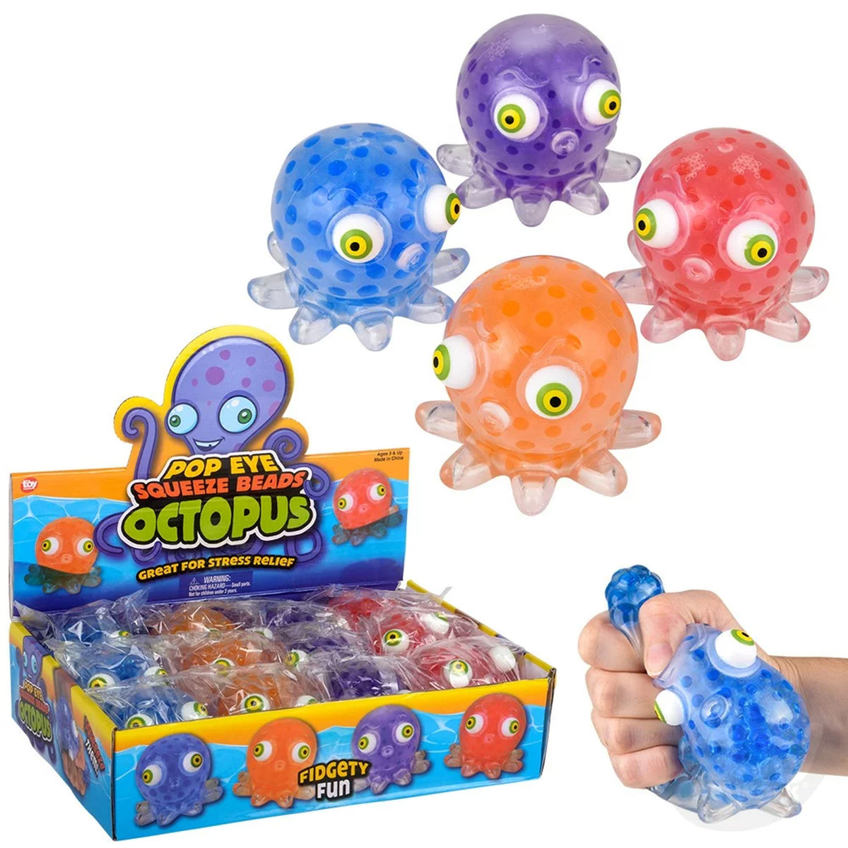Pop Eye Squeeze Bead Octopus kids toys In Bulk- Assorted