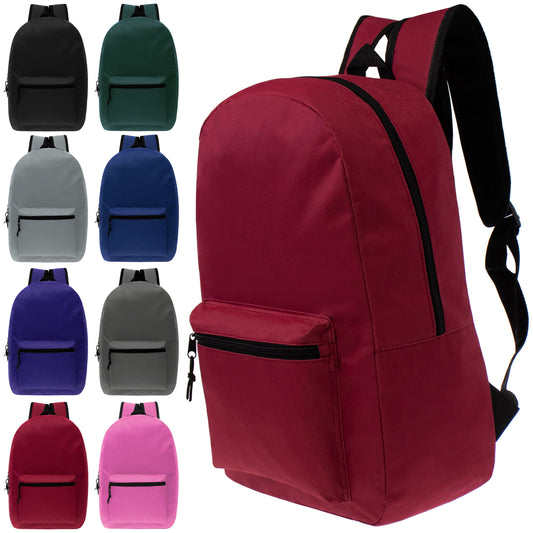 Buy 17" Kids Basic Wholesale Backpack in 8 Colors - Bulk Case of 24