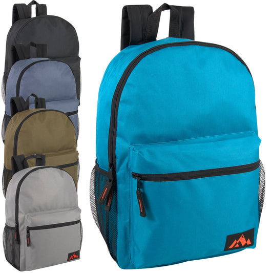 18 Inch Trailmaker Boy's Assorted Colors Backpack with Side Mesh Pocket - 5 Colors (1 Case = 24 Pcs) 5.25$/PC