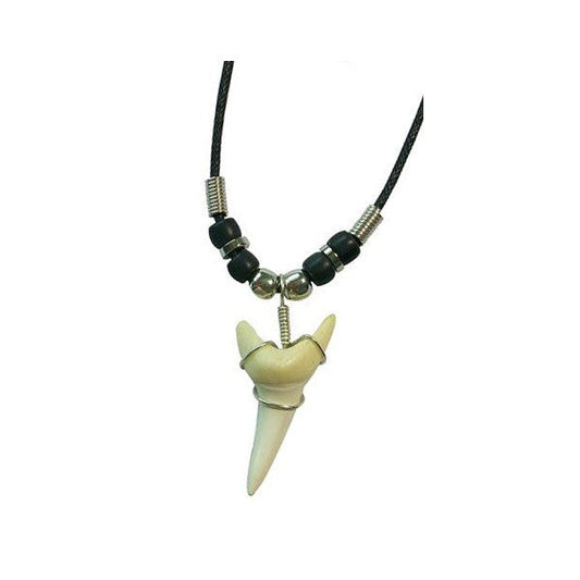 Buy LARGE SHARK TOOTH WITH SILVER BEADS ROPE NECKLACE Bulk Price