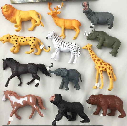 Wholesale PLAY RUBBER 7 INCH WILD / ZOO ANIMALS  ( sold by the PACK OF 6 ASST wild animals )