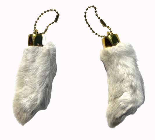 Wholesale NATURAL COLOR RABBIT FOOT  KEYCHAIN (Sold by the dozen or piece)