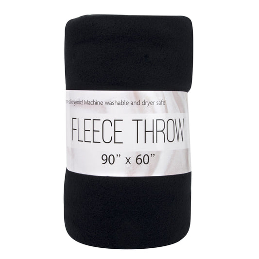 Oversized Fleece Throw Blankets 90" x 60" - Black Only ( 1 Case= 24Pcs) 11.2$/pc