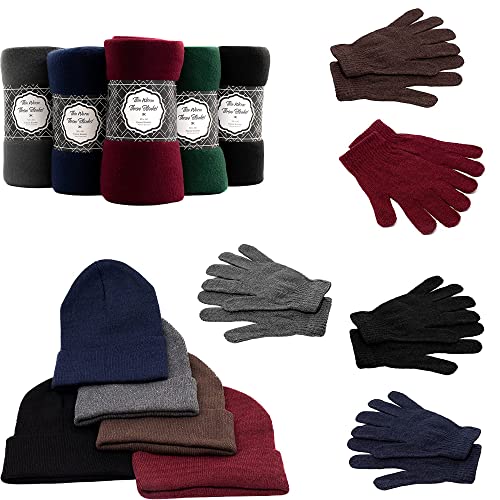 Buy Homeless Care Package Supplies - Bulk Case of 12 Winter Throw Blankets, 12 Winter Sets