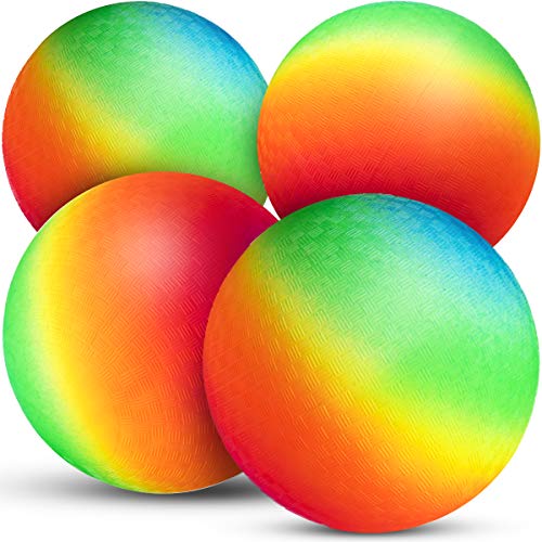 Wholesale Bedwina Rainbow Playground Balls - 8.5Inch (Pack of 4) Rubber Bouncy Inflatable Balls for Kids and Adults, Indoor and Outdoor Games, Kickballs, Dodgeball, Four Square, Dodge Ball, Handball