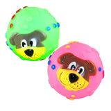 Eco-friendly 7cm Vinyl Dog Face-Shaped Squeaky Toy Ball