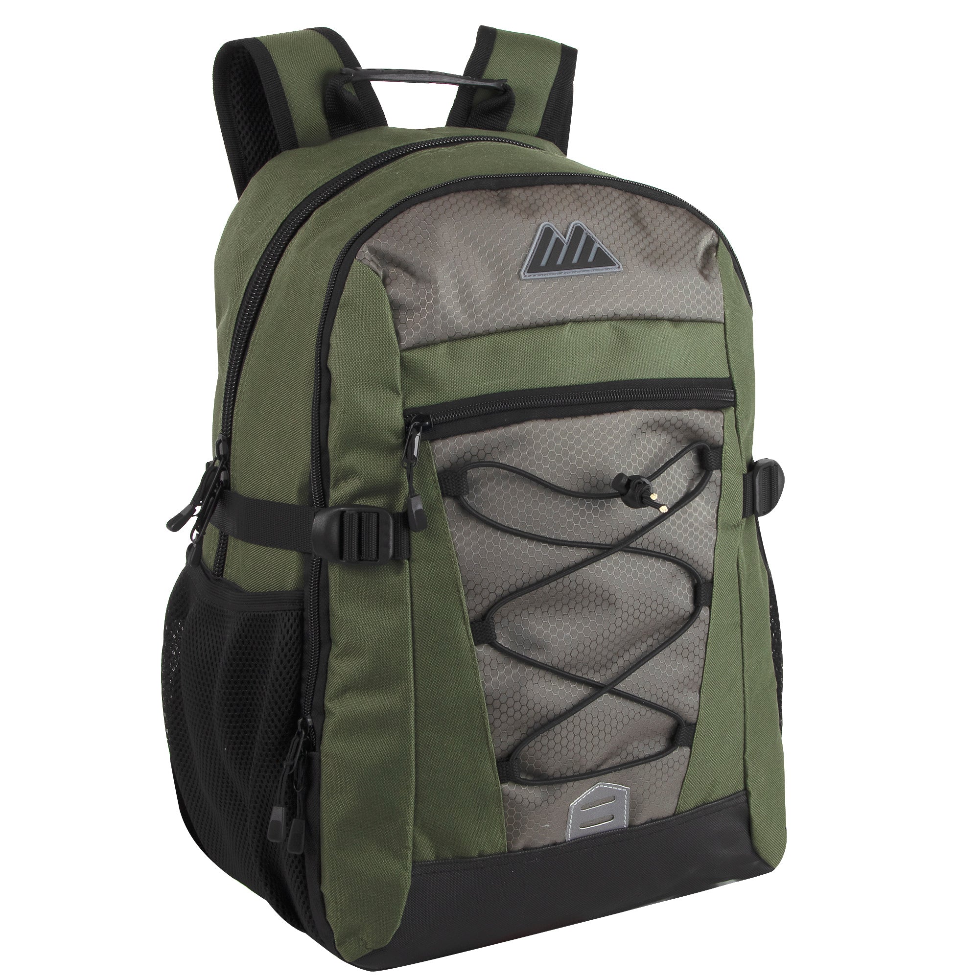 19 Inch Bungee Jacquard Cord Backpack With Padded Laptop Section Case Green