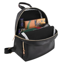 Bulk Mini Backpack Black Vinyl With Front Dome Zipper Pocket For Girls