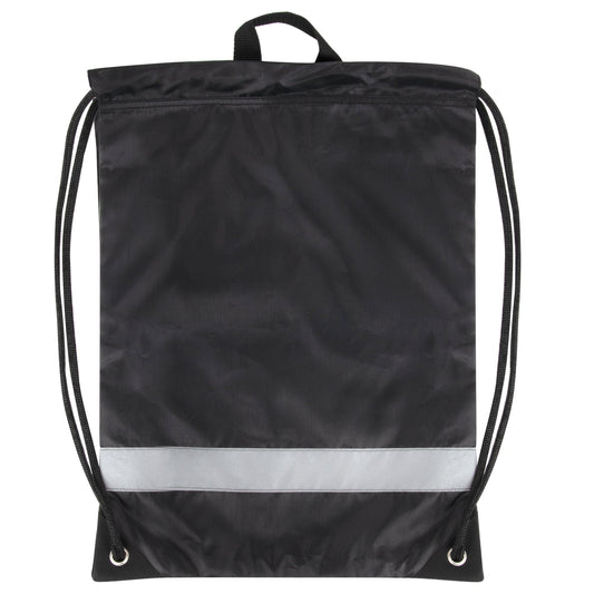 18 Inch Safety Drawstring Bag With Reflective Strap- Black