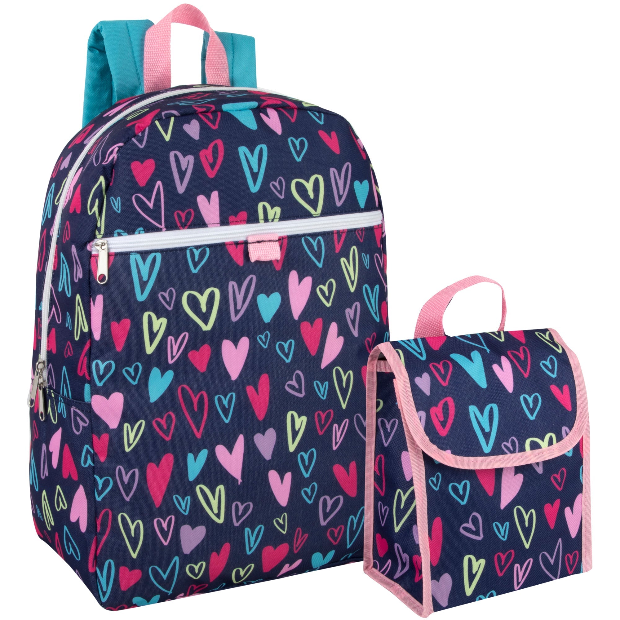 16 Inch Backpack With Matching Lunch Bag Case Hearts Only