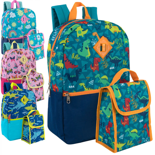 16 Inch Backpack With Matching Lunch Bag ( 1 Case=24Pcs) 9.8$/PC Case 4 Prints