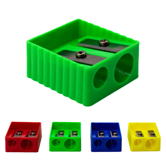Buy 2 Hole Pencil Sharpener in 4 Assorted Colors - Bulk School Supplies Wholesale Case of 240 Sharpeners