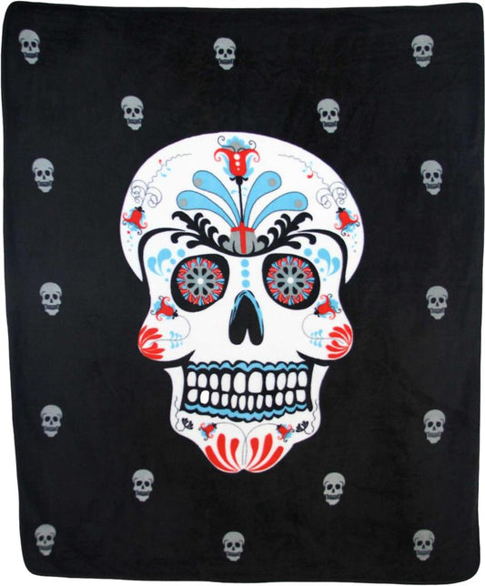 Wholesale SUGAR SKULL LARGE 50X60 IN PLUSH THROW BLANKET ( sold by the piece )