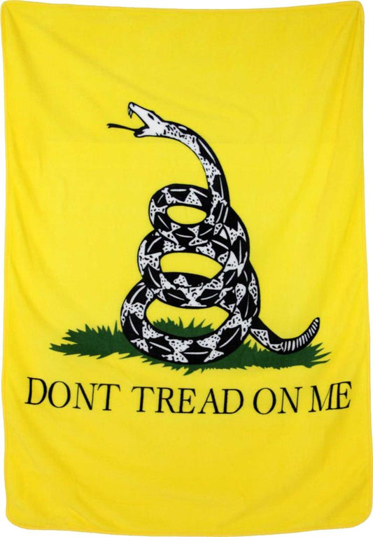 Wholesale YELLOW GADESDEN DON'T TREAD ON ME LARGE 50X60 IN PLUSH THROW BLANKET ( sold by the piece )
