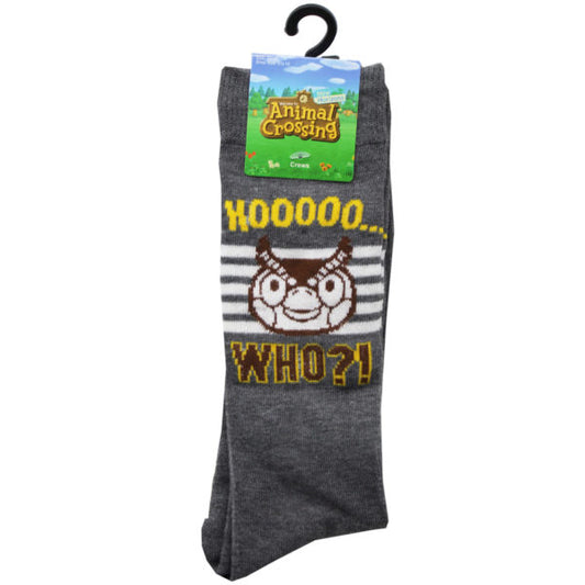 1 Pack Animal Crossing Hoo Who Grey Mens Crew Sock MOQ-16Pcs, 1.97$/Pc