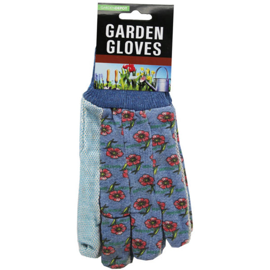 floral design adult garden gloves with raised grip dots