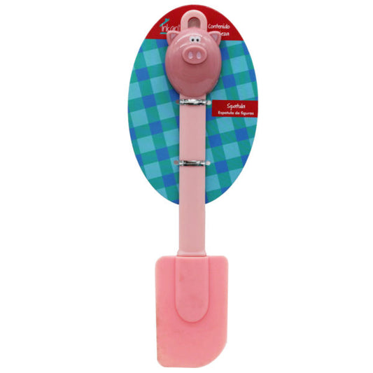 Small Pink Silicone Kitchen Spatula with Pig Head