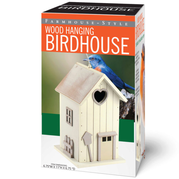 11 White Farmhouse-Inspired Wood Hanging Birdhouse MOQ-6Pcs, 6.13$/Pc