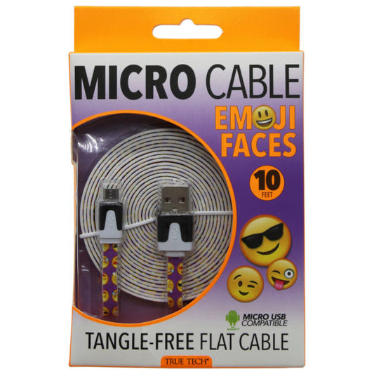 true tech 10 foot printed emjoi micro usb cable