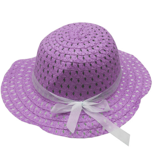 purple straw childrens bonnet hat