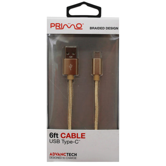 primo 6 foot braided usb type c cable in gold
