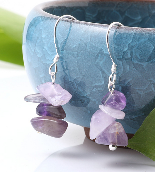 Wholesale AMETHYST STONE EARRINGS (sold by the pair)