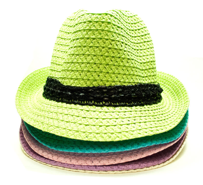 Bulk Buy Pastel Color Straw Fedora Hat