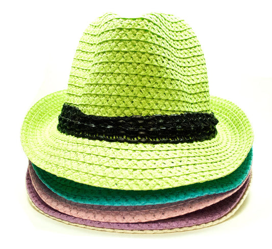 Bulk Buy Pastel Color Straw Fedora Hat