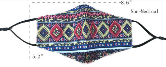 Wholesale Aztec print face Mask with Filter Sleeve. Washable & reusable! (sold by the piece or dozen)