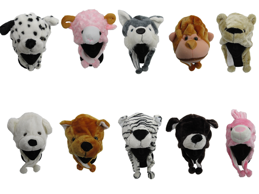 Wholesale ASSORTED STYLE PLUSH ANIMAL HATS (Sold by the dozen)