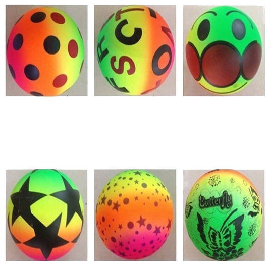 Wholesale Rainbow 9 Inch Assorted Inflated Toy Sports Balls (Sold by the dozen)