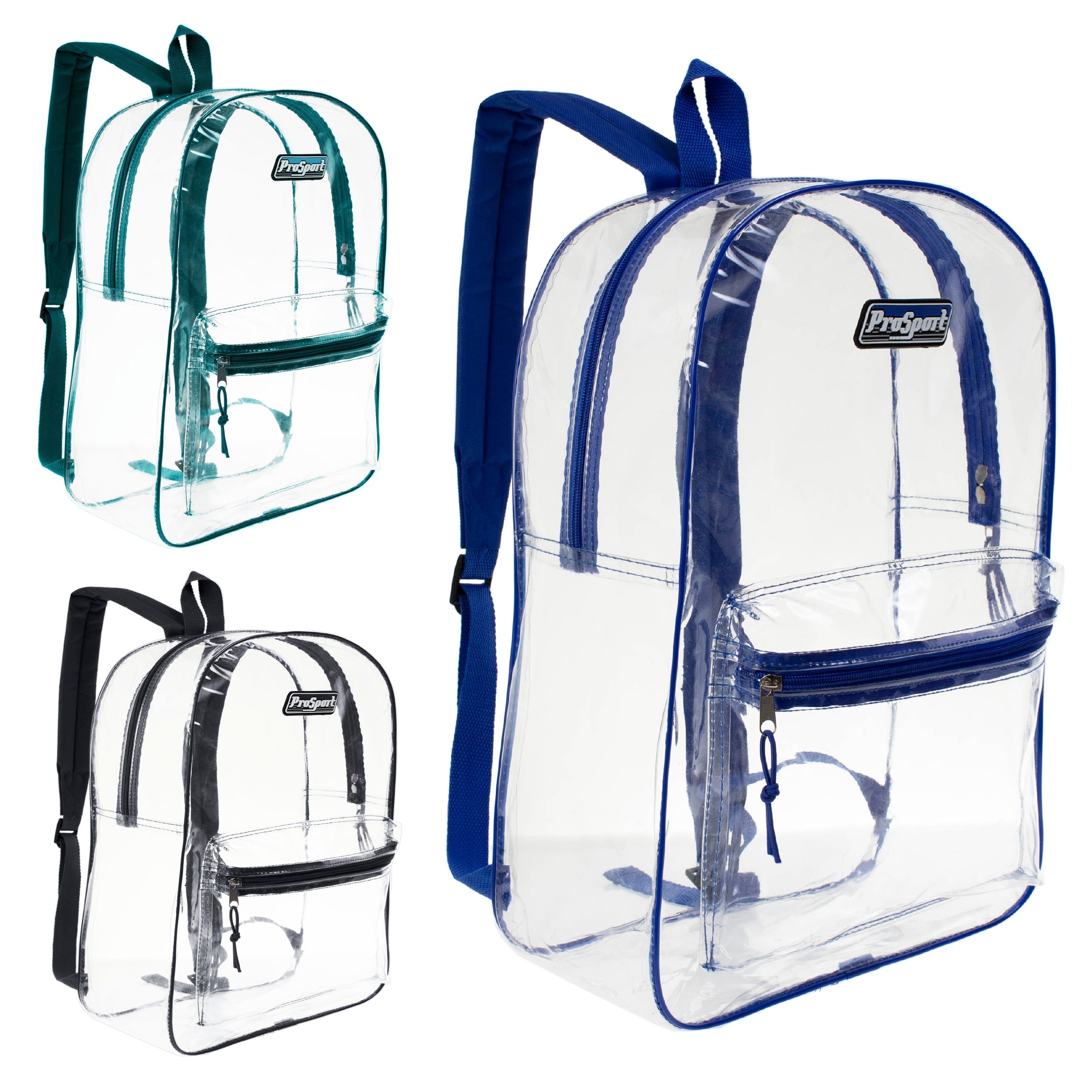Buy 17" Transparent Wholesale Backpack in Assorted Color - Bulk Case of 24