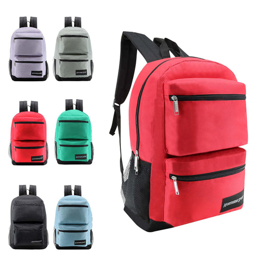 Buy 17" Deluxe Wholesale Backpack in Assorted Colors- Bulk Case of 24